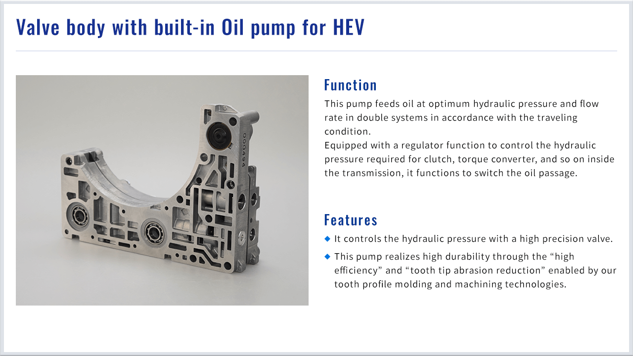 Valve body with built-in oil pump for HEV