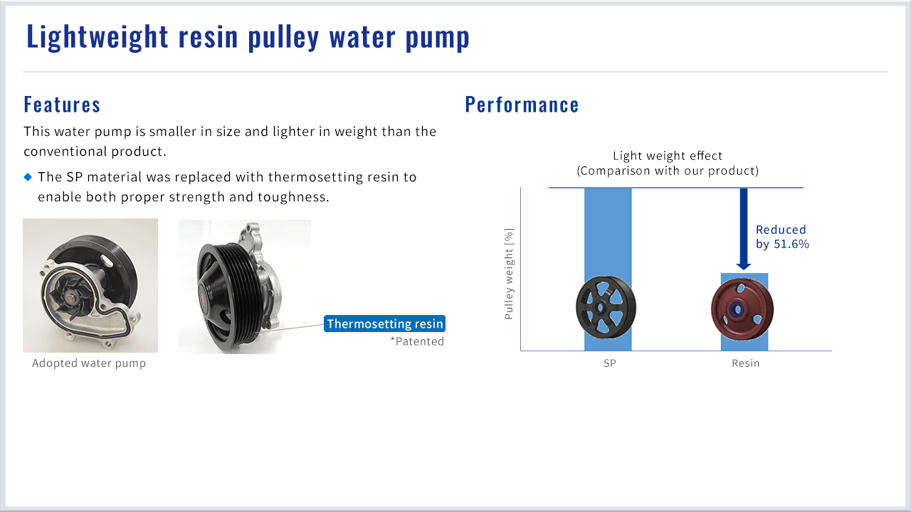 Lightweight resin pulley water pump