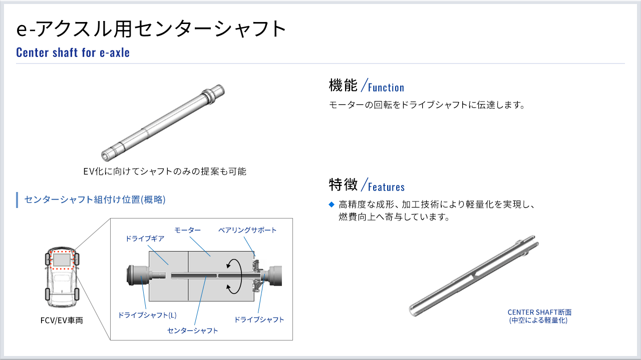 e-アクスル用センターシャフト